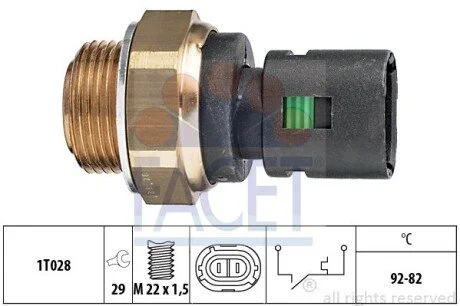 Датчик вмикання вентилятора (t 92°C) MASTER/TRAFIC/MEGANE 1.4-2.8 89-03 (7.5128) Facet FACET 75128