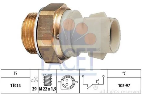 Датчик вмикання вентилятора Ford Escort/Fiesta/Focus/Orion/Scorpio/Sierra 1.1-3.0 82-04 (7.5137) Facet FACET 75137