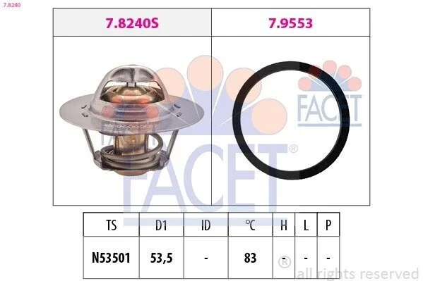 Термостат Jumper/Ducato/Boxer 1.6-2.0 i/D 94- (82 C) (7.8240) Facet FACET 78240 (фото 1)