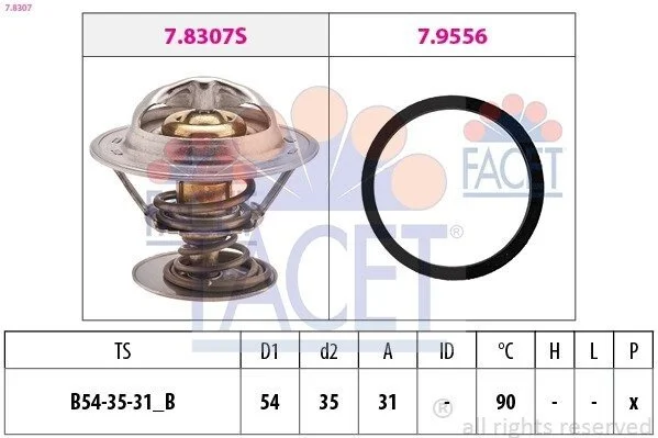Термостат Volvo S60 i 2.0 t (00-10) (7.8307) Facet FACET 78307 (фото 1)