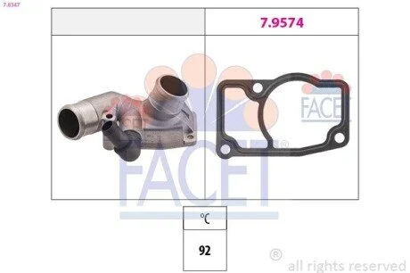 Термостат MB V (638/2)/Opel Astra G/Zafira A 2.0DI/DTI 16V/2.8i 97-11 (92C) з корпусом (7.8347) Facet FACET 78347