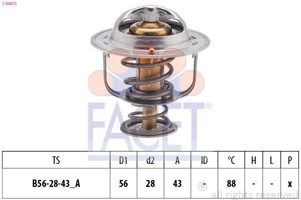 Термостат Mitsubishi Lancer 1.6 (03-08) (7.8407S) Facet FACET 78407S (фото 1)
