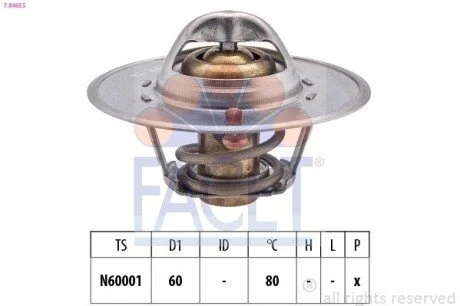 Термостат Skoda Felicia i 1.3 (94-98) (7.8465S) Facet FACET 78465S