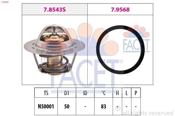 Термостат Duster/Logan/Clio/Kangoo/Megane I, II, III 1,4/1.6/2.0i 98- (88 C) (7.8543) Facet FACET 78543 (фото 1)
