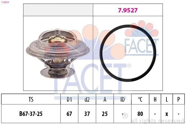 Термостат OM 615-617/BMW 3(E30)/5(E12/E28) 68-/VW 2.3-3.2 V6/VR6 90- (79 C) (7.8623) Facet FACET 78623 (фото 1)