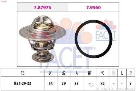 Термостат Chevrolet Captiva 2.2 d (11-) (7.8797) Facet FACET 78797