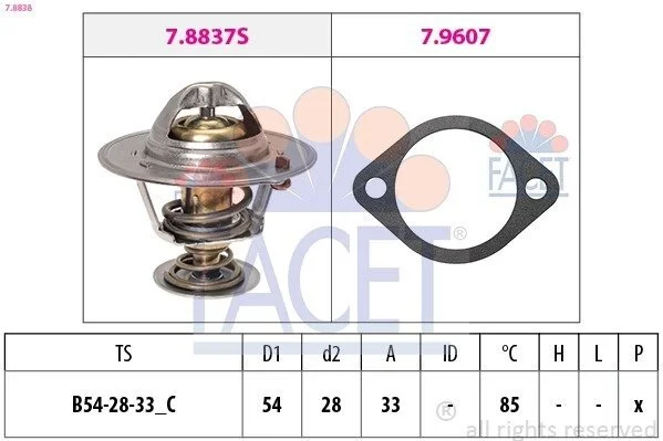 Термостат Kia Ceed sw 1.6 crdi 115 (07-12) (7.8838) Facet FACET 78838 (фото 1)