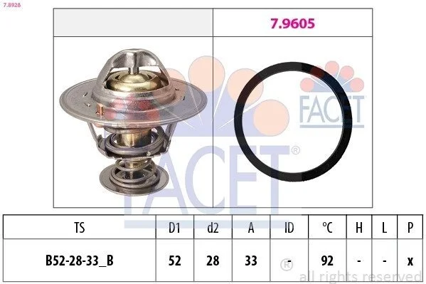 Термостат Ford Connect 1.0 EcoBoost 13-> (7.8928) Facet FACET 78928 (фото 1)
