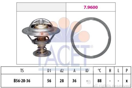 Термостат Subaru Forester III, IV (10-) 2.0i, 2.5i (7.8948) Facet FACET 78948