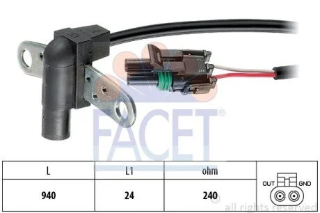 Датчик обертів коленвала Renault Clio i 1.4 (90-98) (9.0010) Facet FACET 90010