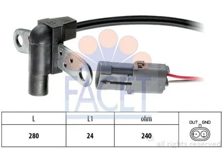 Датчик обертів коленвала Renault 19,LAGUNA, MEGANE 1.2-2.0 88- (9.0023) Facet FACET 90023