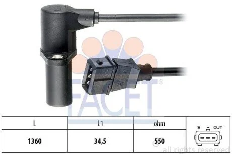 Датчик обертів коленвала Opel Frontera a 2.4 i (53mwl4) (92-98) (9.0040) Facet FACET 90040