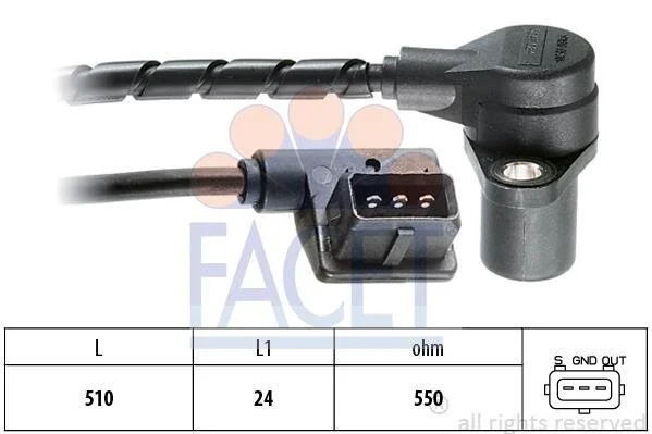 Датчик оборотов коленвала BMW 5(E34)/7(E32) 3.0/3.4 (78-95) (9.0065) Facet FACET 90065 (фото 1)
