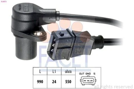 Датчик обертів коленвала Opel Kadett E/Omega A/Vectra A 1.6-3.3 (85-03) (9.0073) Facet FACET 90073