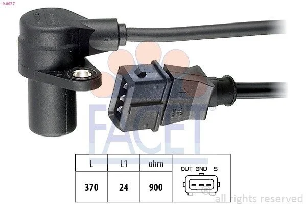 Датчик оборотов коленвала Ford Galaxy/VW Golf, Sharan,T4 2.8 i (95-) (9.0077) Facet FACET 90077 (фото 1)