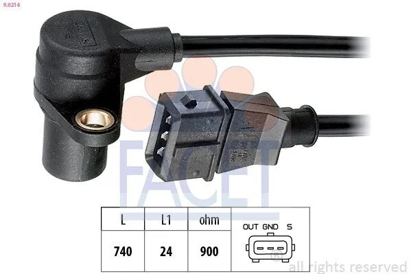 Датчик обертів коленвала Audi A6/A8/VW Passat 2.3-2.8 i (95-) (9.0214) Facet FACET 90214 (фото 1)