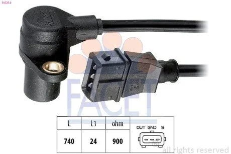 Датчик обертів коленвала Audi A6/A8/VW Passat 2.3-2.8 i (95-) (9.0214) Facet FACET 90214