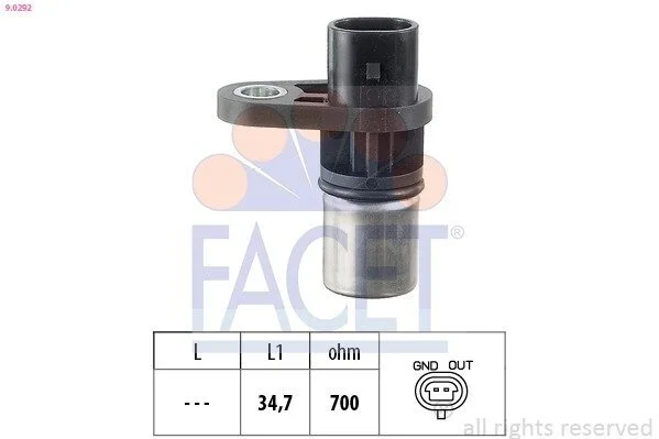 Датчик обертів коленвала Opel Astra/Vectra 2.2 i (00-) (9.0292) Facet FACET 90292 (фото 1)