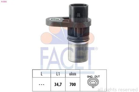 Датчик обертів коленвала Opel Astra/Vectra 2.2 i (00-) (9.0292) Facet FACET 90292