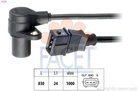 Датчик оборотов коленвала Opel Astra 2.0 Turbo (00-) (9.0296) Facet FACET 90296