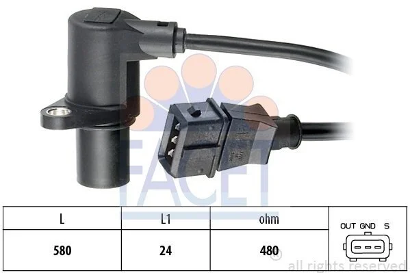 Датчик обертів коленвала VW Passat B5/Audi A4 1.6/1.8 (93-05) (9.0297) Facet FACET 90297 (фото 1)