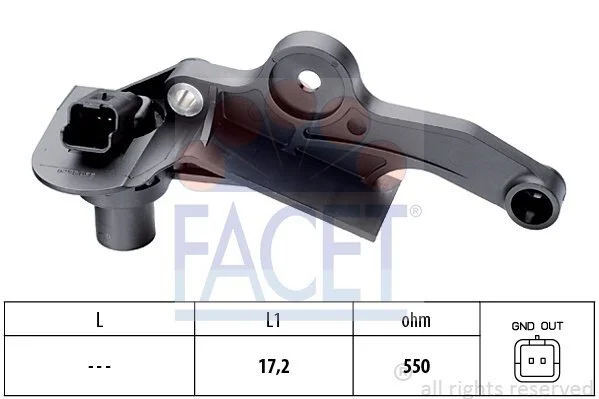 Датчик обертів коленвала Citroen Berlingo, C3,C4, NEMO/Peugeot 206 1.0-1.6ALK 90- (9.0298) Facet FACET 90298 (фото 1)