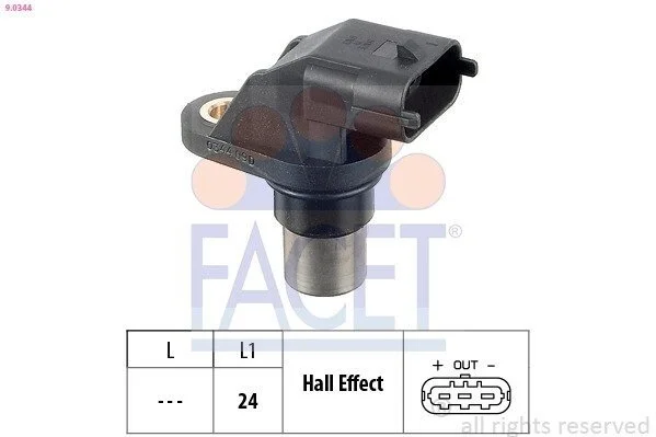 Датчик обертів коленвала Fiat Punto 1.2 bifuel (07-12) (9.0344) Facet FACET 90344 (фото 1)