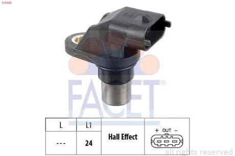 Датчик обертів коленвала Fiat Punto 1.2 bifuel (07-12) (9.0344) Facet FACET 90344