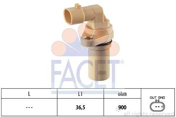 Датчик обертів коленвала Fiat DOBLO, PUNTO, SEDICI 1.8/1.9D/2.4D 99- (9.0379) Facet FACET 90379 (фото 1)