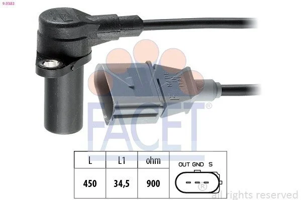 Датчик обертів коленвала Audi A6/A8/Q7 3.3-4.2 i/TDI (98-) (9.0383) Facet FACET 90383 (фото 1)