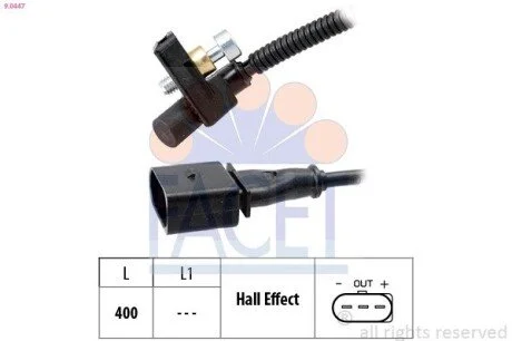 Датчик обертів коленвала Skoda Fabia / VW Polo 1.4-1.6 (01-) (9.0447) Facet FACET 90447