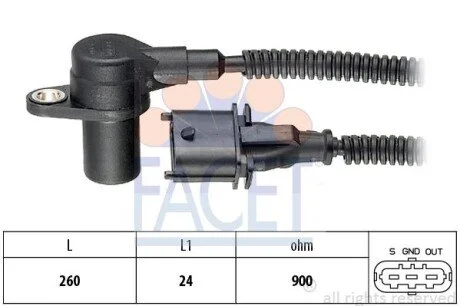 Датчик оборотов коленвала Hyundai H-1 2.5 crdi (03-07) (9.0494) Facet FACET 90494