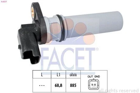 Датчик обертів коленвала Fiat Bravo van 1.6 d multijet (08-14) (9.0537) Facet FACET 90537