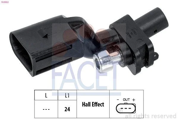 Датчик обертів коленвала Octavia/VW Crafter/Golf/Jetta/Passat/Touran 1.4-3.2 02-13 (9.0552) Facet FACET 90552 (фото 1)
