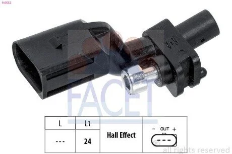 Датчик обертів коленвала Octavia/VW Crafter/Golf/Jetta/Passat/Touran 1.4-3.2 02-13 (9.0552) Facet FACET 90552