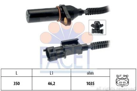 Датчик обертів коленвала Hyundai Elantra 1.6 (11-15) (9.0571) Facet FACET 90571
