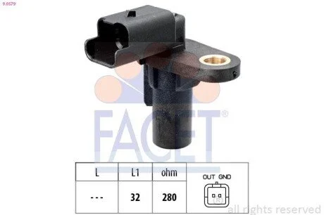 Датчик оборотов коленвала Opel Vivaro/ Renault Laguna II/Megane III 1.4-1.9dCi-2.0 01- (9.0579) Facet FACET 90579