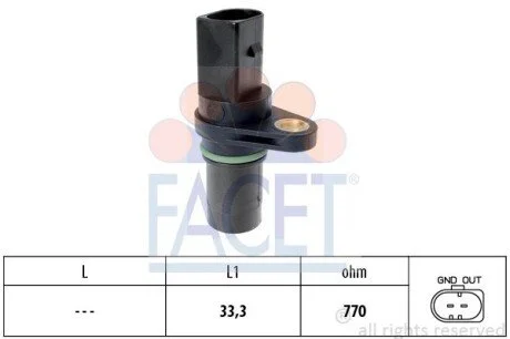 Датчик обертів коленвала Audi A5 1.8 tfsi (07-17) Facet FACET 9.0640