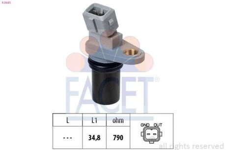 Датчик обертів коленвала а Smart 451/452 0.7-1.0 i/Turbo/CDi 03-> (9.0641) Facet FACET 90641