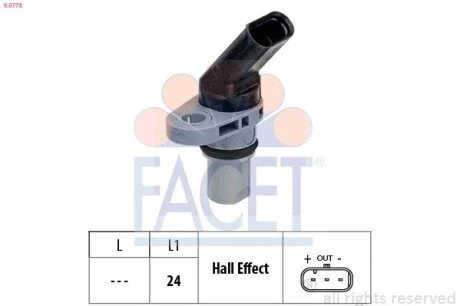 Датчик оборотов коленвала Fabia 14-/Octavia 06-/Caddy 10-/Golf/Passat 11- (9.0778) Facet FACET 90778