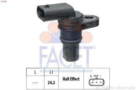 Датчик обертів коленвала Caddy 15-/Golf 13-/Passat 14-/Tiguan 15- 1.0-2.0TSI (9.0793) Facet FACET 90793