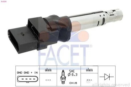 Котушка запалення Audi Tt 3.2 v6 quattro (06-10) (9.6334) Facet FACET 96334