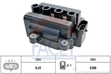 Котушка запалювання Renault Logan (05-), Clio (01-) 1.0i, 1.2 16V (9.6418) Facet FACET 96418