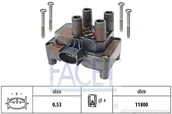 Котушка запалювання Ford Focus, Fiesta, Mondeo, Transit Connect (95-13) 1.3i-2.0i 16V Facet FACET 96432 (фото 1)