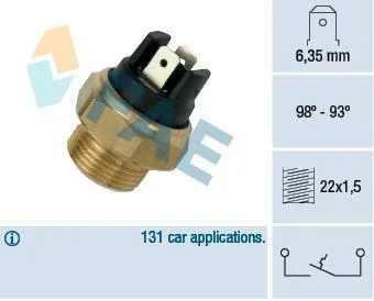 Термовимикач вентилятора AUDI 100 C2, 100 C3 CITROEN AX, CX I PEUGEOT 205, 205 I, 205 II 1.0-2.5D 10.75-12.98 FAE 37400