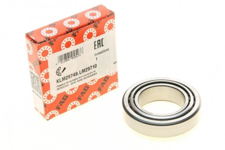 Підшипник КПП (38.1x65.088x18.34), MB716/722 / VW 01M/02A/02B/02T/02U/02Z (opt-om) FAG KLM29749.LM29710