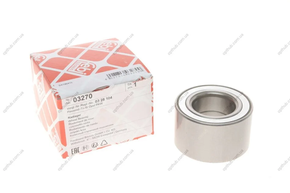 Підшипник маточини OPEL, VW 74 - передн. міст (Вир-во FEBI) FEBI BILSTEIN 03270 (фото 1)