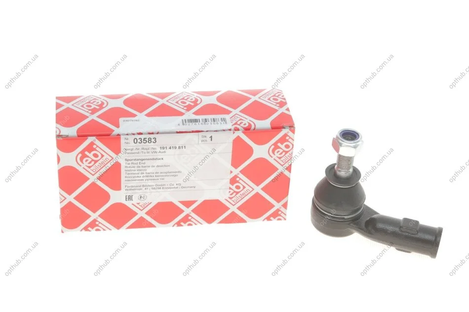 Наконечник тяги рул. VW GOLF II, JETTA II без г/у лев. (пр-во Febi) FEBI BILSTEIN 03583 (фото 1)