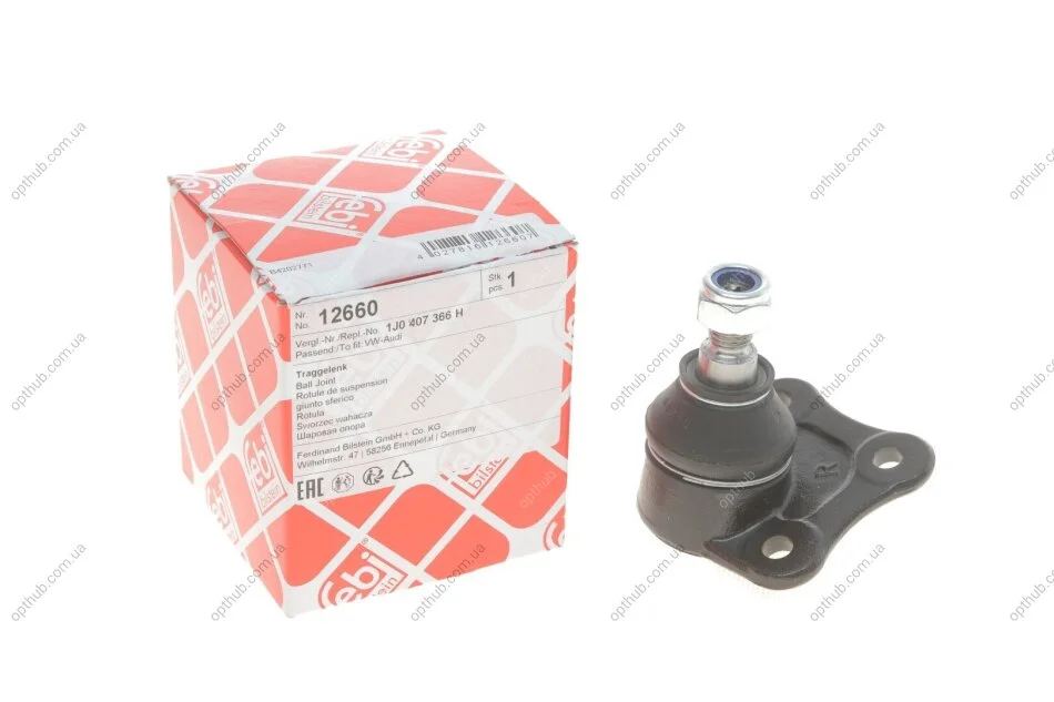 Опора шаровая AUDI A2,A3, SEAT TOLEDO II, VW BORA, GOLF IV 96-10 перед. мост справа (Пр-во FEBI) FEBI BILSTEIN 12660 (фото 1)