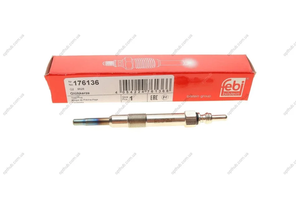 Свеча накаливания Fiat Doblo 1.9JTD 01- (11V) M10x1.0 (L=103mm) UA63 FEBI BILSTEIN 176136 (фото 1)